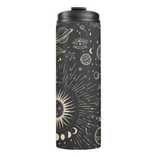 illustratieset van maanfasen. Verschil Thermosbeker