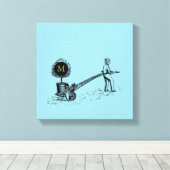 illustratiestructuur in een potmonogram canvas afdruk (Insitu (Houten vloer))