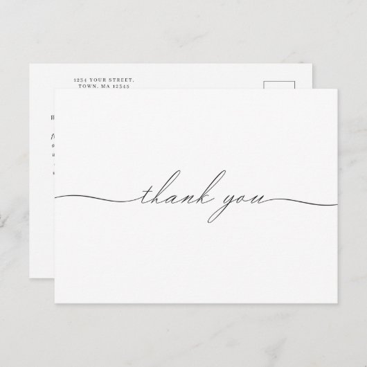 Illustratieve handgetekende bloem bedankt briefkaa uitnodiging briefkaart (Voorkant / Achterkant)