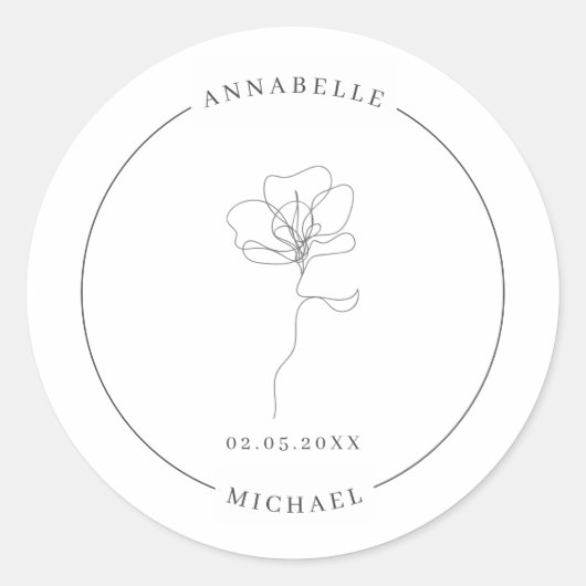 Illustratieve handgetrokken bloem ronde sticker (Voorkant)