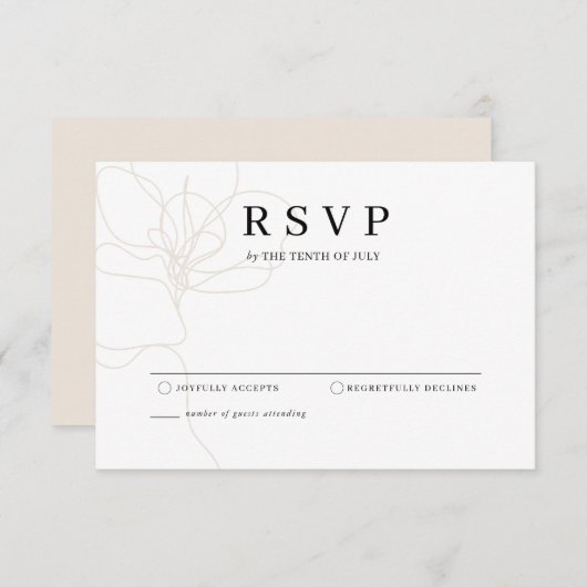 Illustratieve handgetrokken bloem RSVP kaartje (Voorkant / Achterkant)