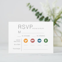 Illustratieve kaart met keuze uit maaltijden, RSVP