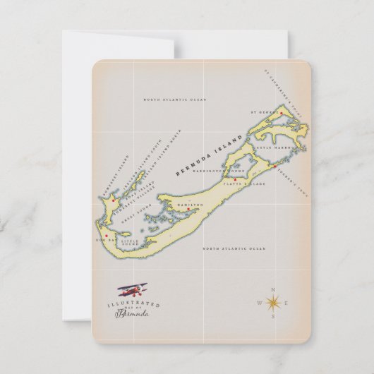 Illustratieve kaart van Bermuda (Achterkant)