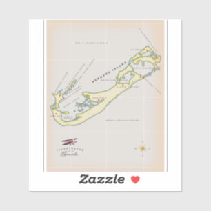 Illustratieve kaart van Bermuda Sticker