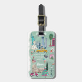 Illustratieve kaart van de reisstad | BAGAGELABEL (Voorkant verticaal)