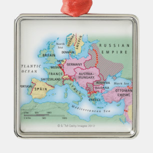 Illustratieve kaart van Europa Metalen Ornament