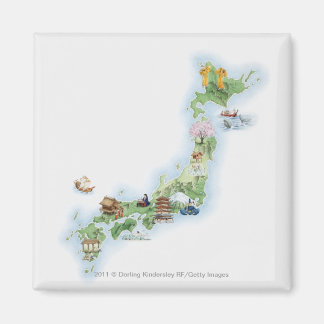 Illustratieve kaart van het oude Japan Magneet