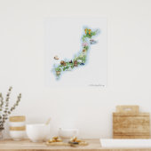 Illustratieve kaart van het oude Japan Poster (Keuken)