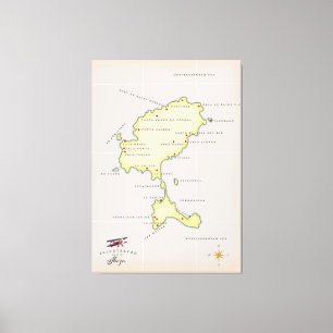 Illustratieve kaart van Ibiza Canvas Afdruk