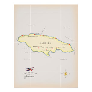 Illustratieve kaart van Jamaica. Foto Afdruk