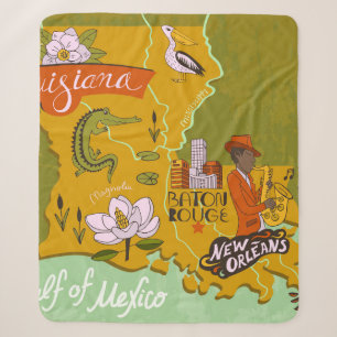 Illustratieve kaart van Louisiana, Verenigde State Sherpa Deken