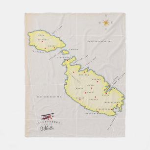 Illustratieve kaart van Malta Fleece Deken
