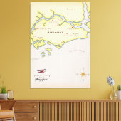 Illustratieve kaart van Singapore Canvas Afdruk (Insitu (Woonkamer))