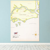 Illustratieve kaart van Singapore Canvas Afdruk (Insitu (Houten vloer))