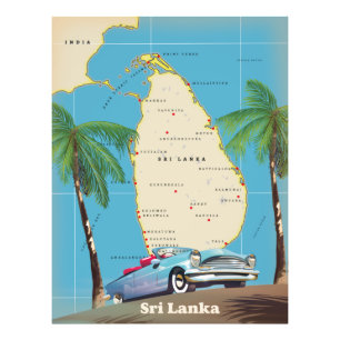 Illustratieve kaart van Sri Lanka Foto Afdruk