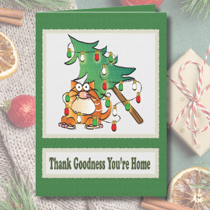 Illustratieve kerstkaart met Cartoon kat Kaart