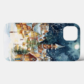 Illustratieve kerststad in de sneeuw Case-Mate iPhone case (Achterkant (horizontaal))