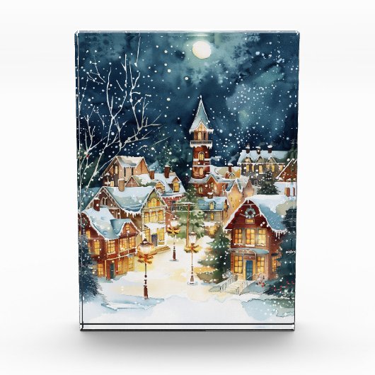 Illustratieve kerststad in de sneeuw fotoblokken (Voorkant)