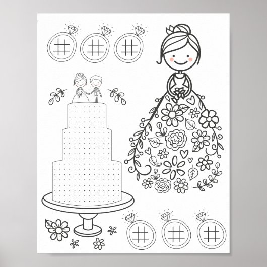 Illustratieve kleurpagina voor trouwactiviteiten poster (Voorkant)