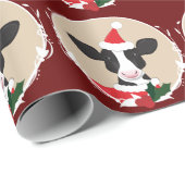 Illustratieve Koe Santa Hat Novelty Kerstmis Cadeaupapier (Rol Hoek)