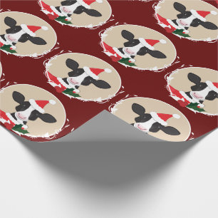 Illustratieve Kow Santa Hat Novelty Kerstmis Cadeaupapier
