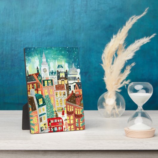 Illustratieve Londense stad in de sneeuwkerscooter Fotoplaat (Zijkant)