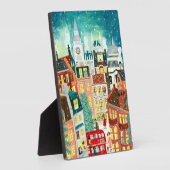 Illustratieve Londense stad in de sneeuwkerscooter Fotoplaat (Zijkant)