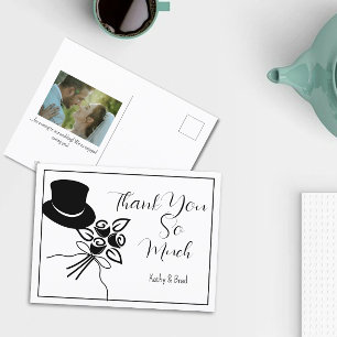 Illustratieve minimalistische B/W-Bedankt voor wed Briefkaart