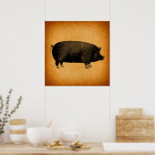 Illustratieve  pig Rustic Art Poster (Keuken)