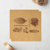 Illustratieve pijnbomen  Pinecone Art Notitiekaartje (Voorkant / Achterkant in situ)