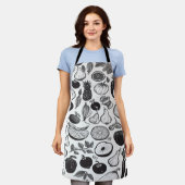 Illustratieve schetsen van groenten en fruit schort (Gedragen)