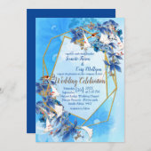 Illustratieve Waterverf Moon-flower Wedding Kaart (Voorkant / Achterkant)