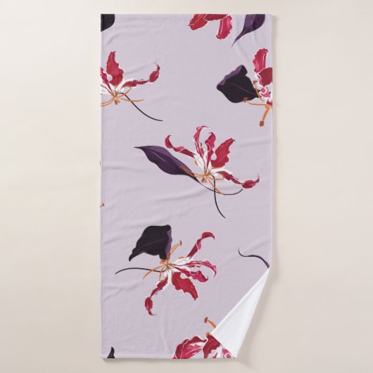 Illustration à main florale Lily motif (Serviette de bain)