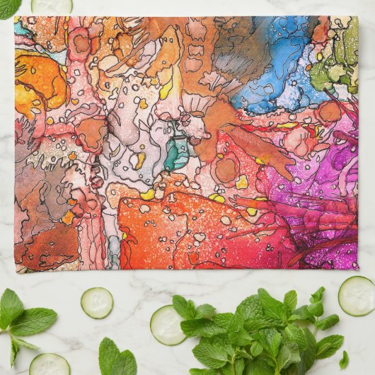 Illustration Abstraite colorée Serviette de cuisin (Plié)