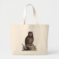 Illustration antique d'un hibou sur le Sac fourre-