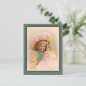 Illustration antique enfant avec cartes poupées (Debout devant)