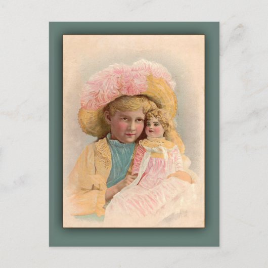 Illustration antique enfant avec cartes poupées (Devant)