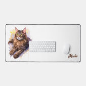 Illustration aquarelle de chat blanc doux (Clavier et souris)