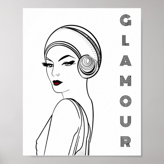 Illustration Art Déco Glamor Woman (Devant)