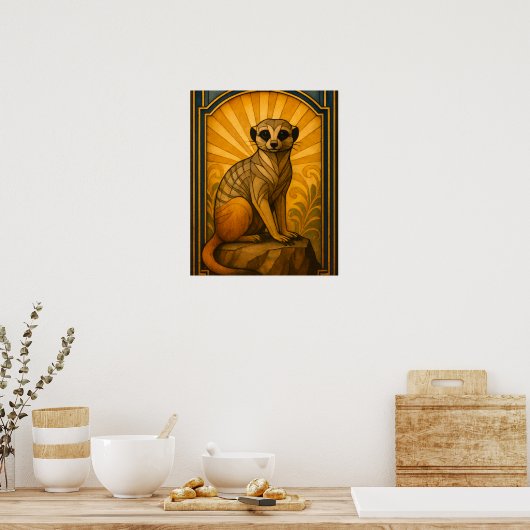 Illustration Art Déco Meerkat (Cuisine)