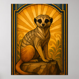 Illustration Art Déco Meerkat