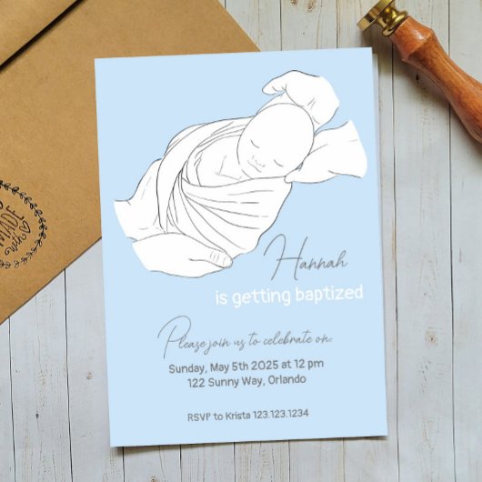 Illustration Baptême Christening Invitation