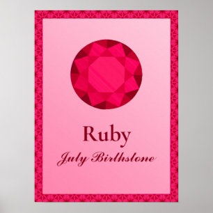 Illustration Birthstone pour Juillet - Poster Ruby
