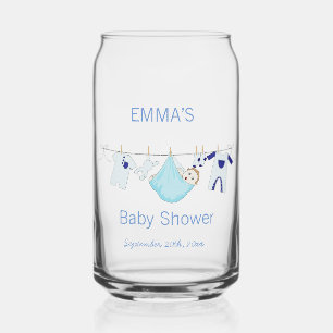 Illustration bleu moderne Baby shower à ligne