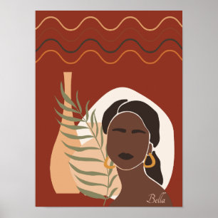 Illustration Boho Woman, Poster des tons terre