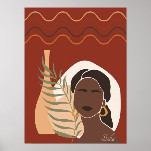 Illustration Boho Woman, Poster des tons terre (Devant)