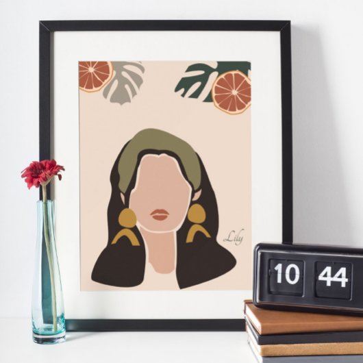 Illustration Boho Woman, Poster des tons terre