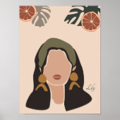 Illustration Boho Woman, Poster des tons terre (Devant)