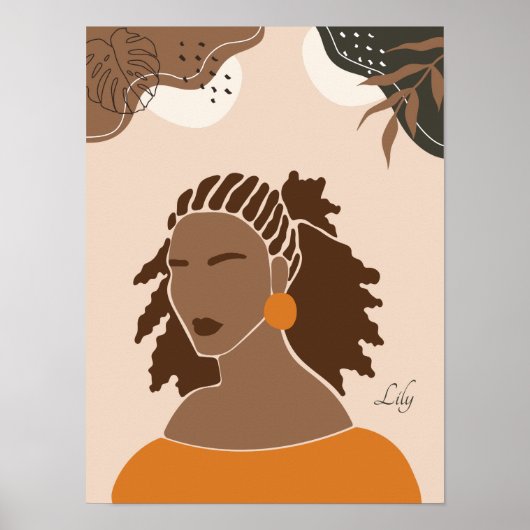 Illustration Boho Woman, Poster des tons terre (Devant)
