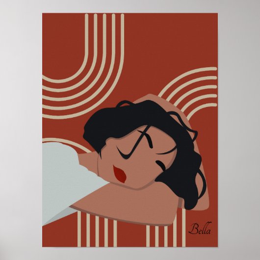 Illustration Boho Woman, Poster des tons terre (Devant)